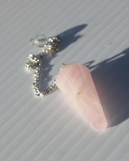 Rose Quartz faceted cone dowsing pendulum 34mm 9g Rocks and Things