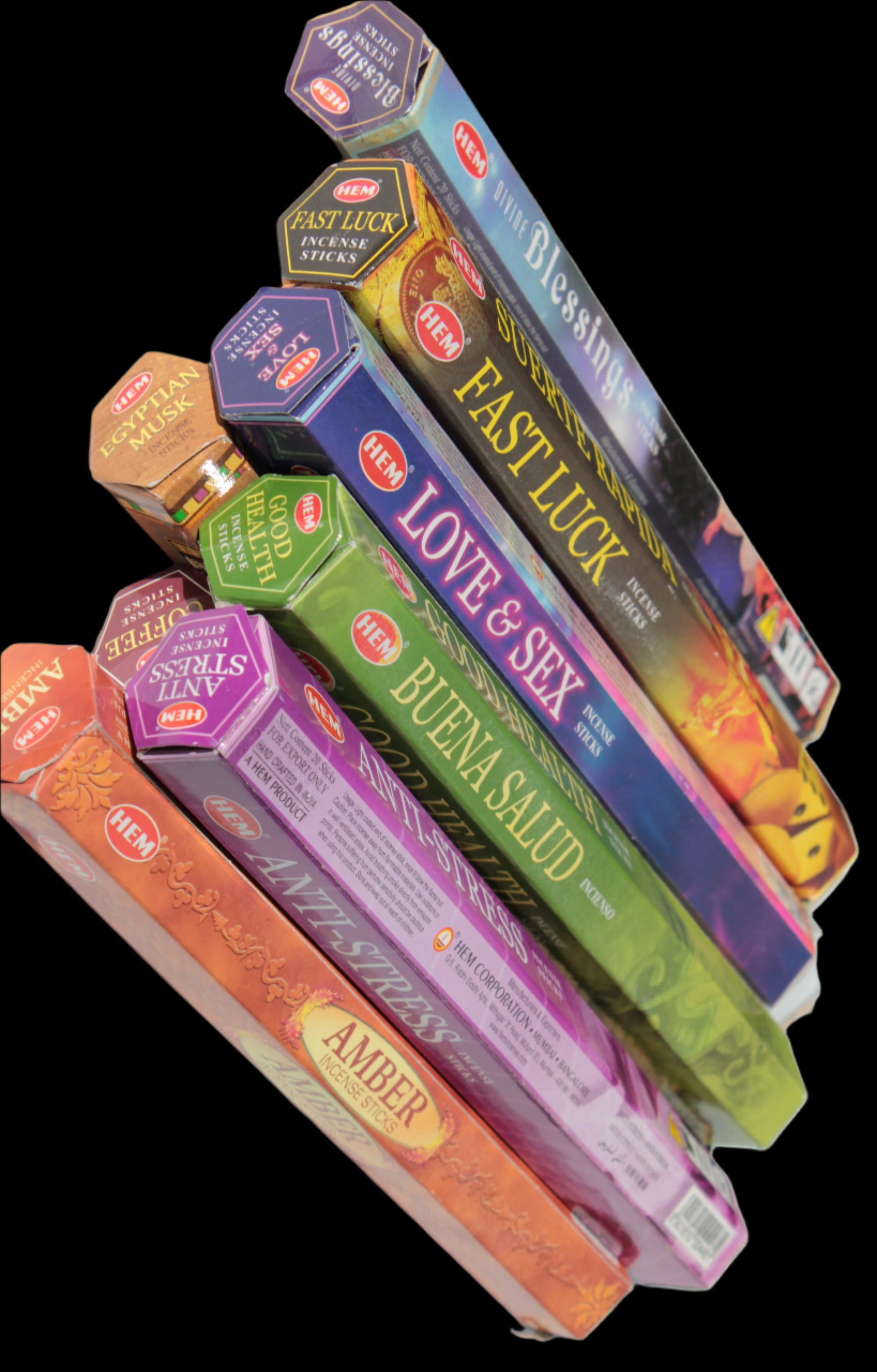 HEM incense sticks varieties (20) in sunlight - Rocks and Things Store