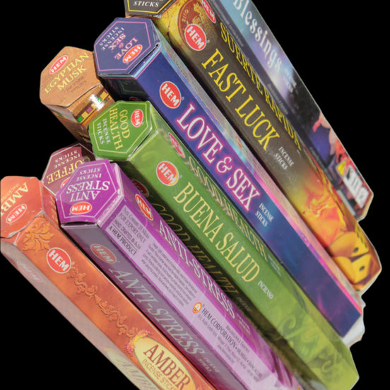 HEM incense sticks varieties (20) in sunlight - Rocks and Things Store