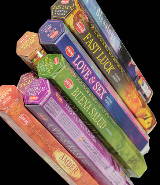 HEM incense sticks varieties (20) in sunlight - Rocks and Things Store