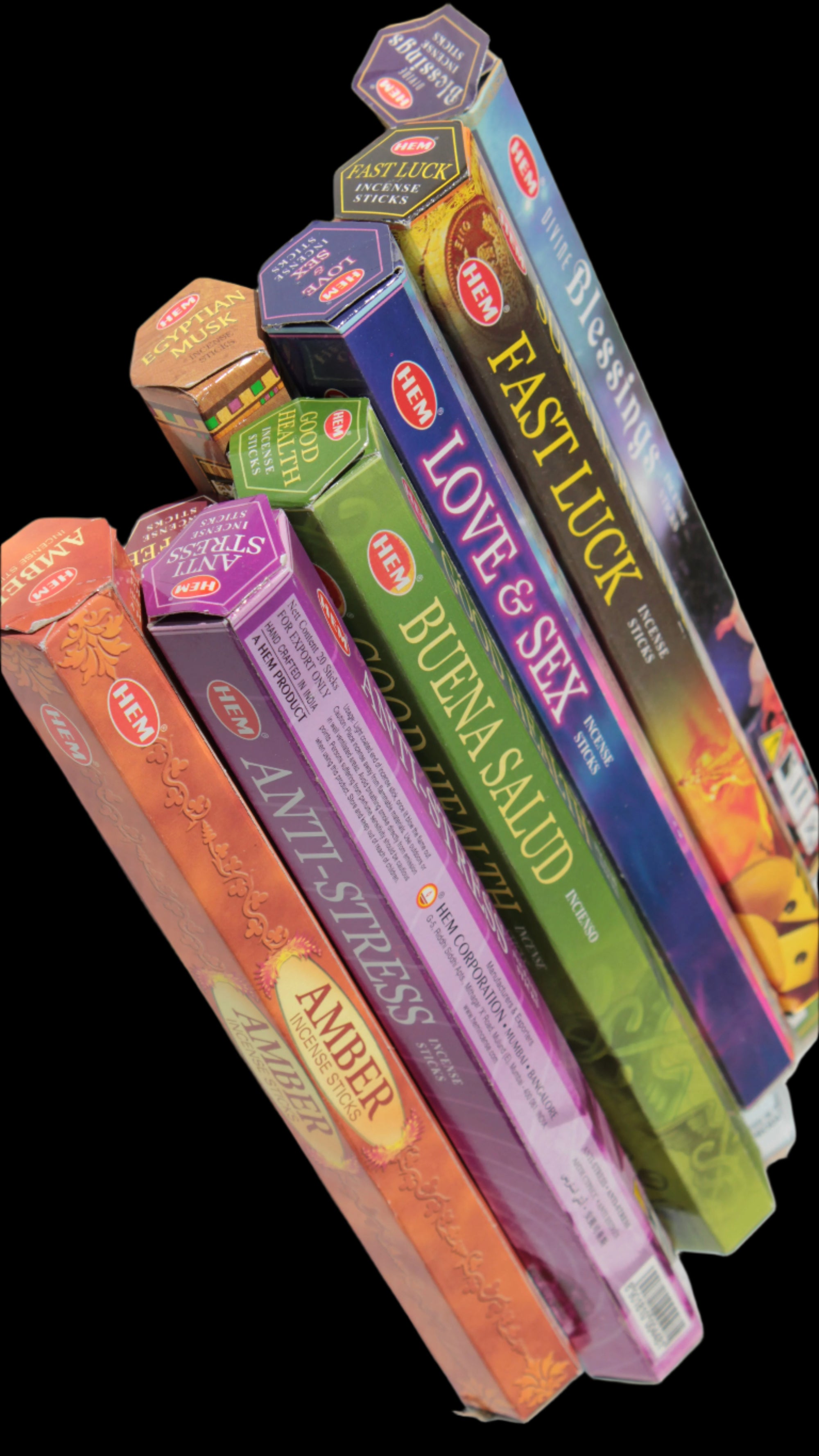 HEM incense sticks varieties (20) in sunlight - Rocks and Things Store