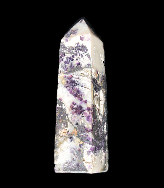 Purple Fantasy Fluorite obelisk 369g  in sunlight - Rocks and Things Store