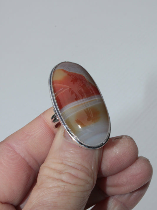 Sardonyx 925 Silver-plated ring US size 7.5 Rocks and Things