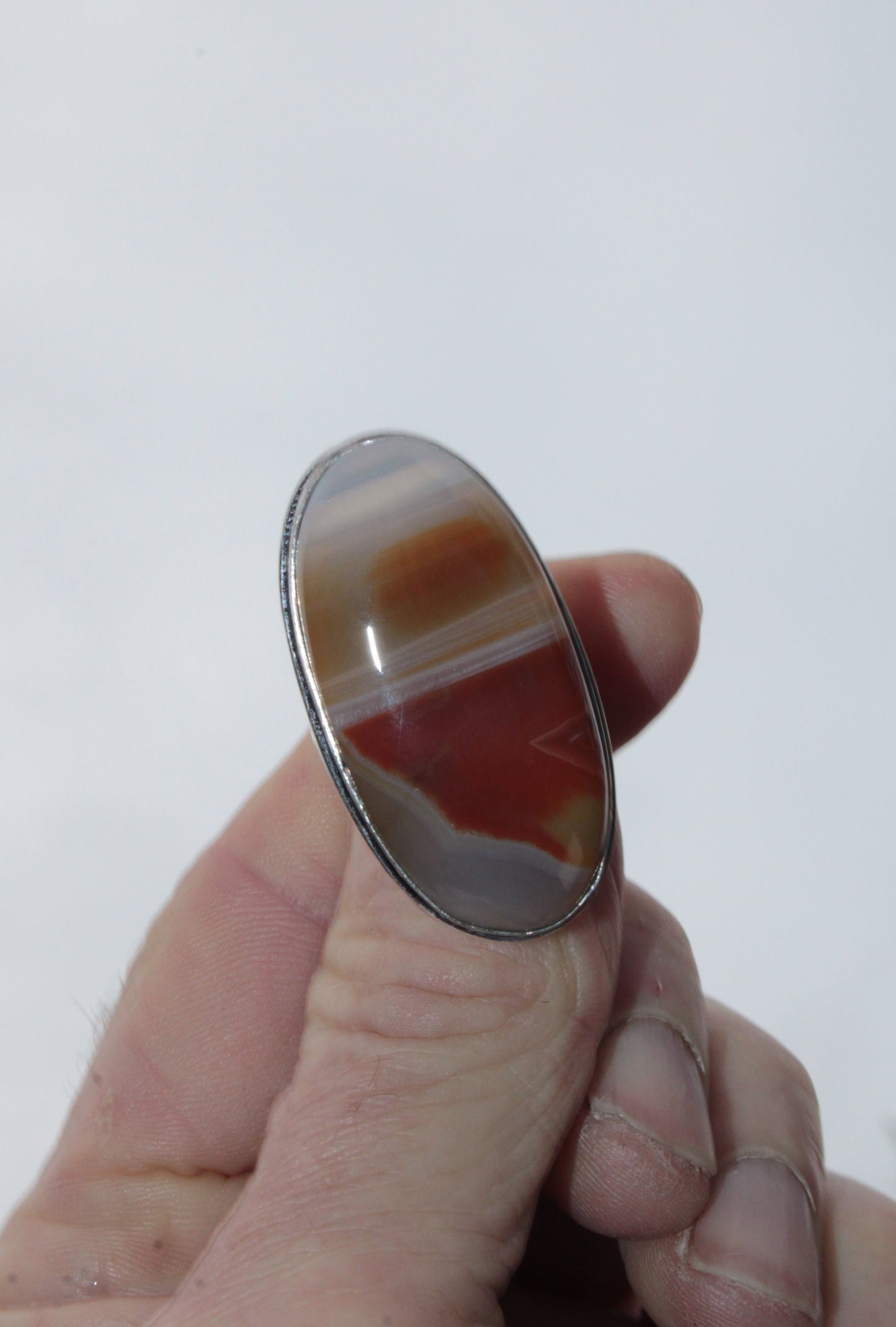 Sardonyx 925 Silver-plated ring US size 7.5 Rocks and Things