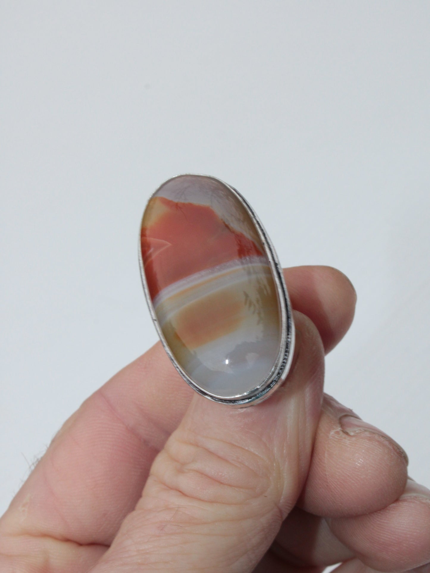 Sardonyx 925 Silver-plated ring US size 7.5 Rocks and Things