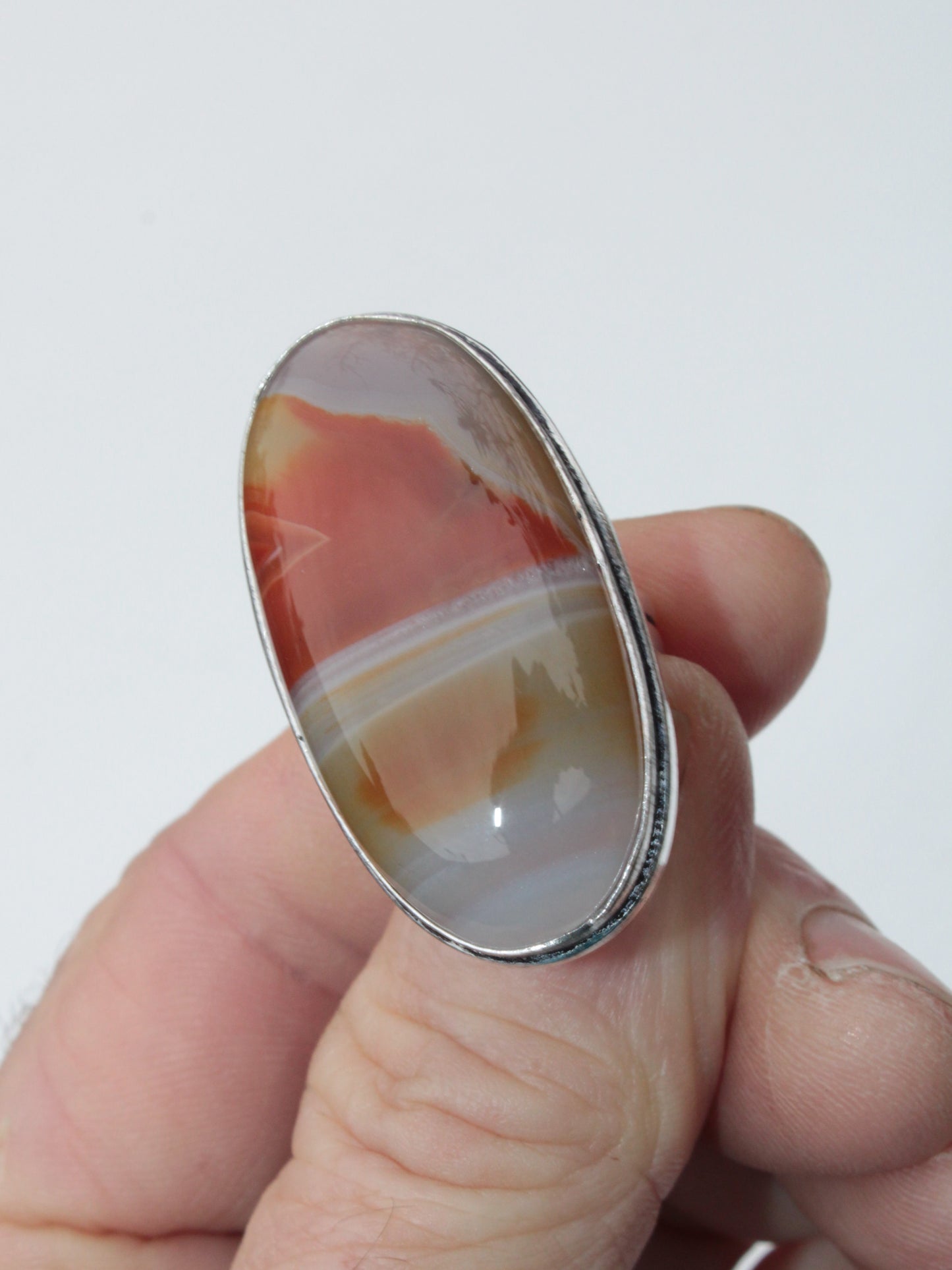 Sardonyx 925 Silver-plated ring US size 7.5 Rocks and Things