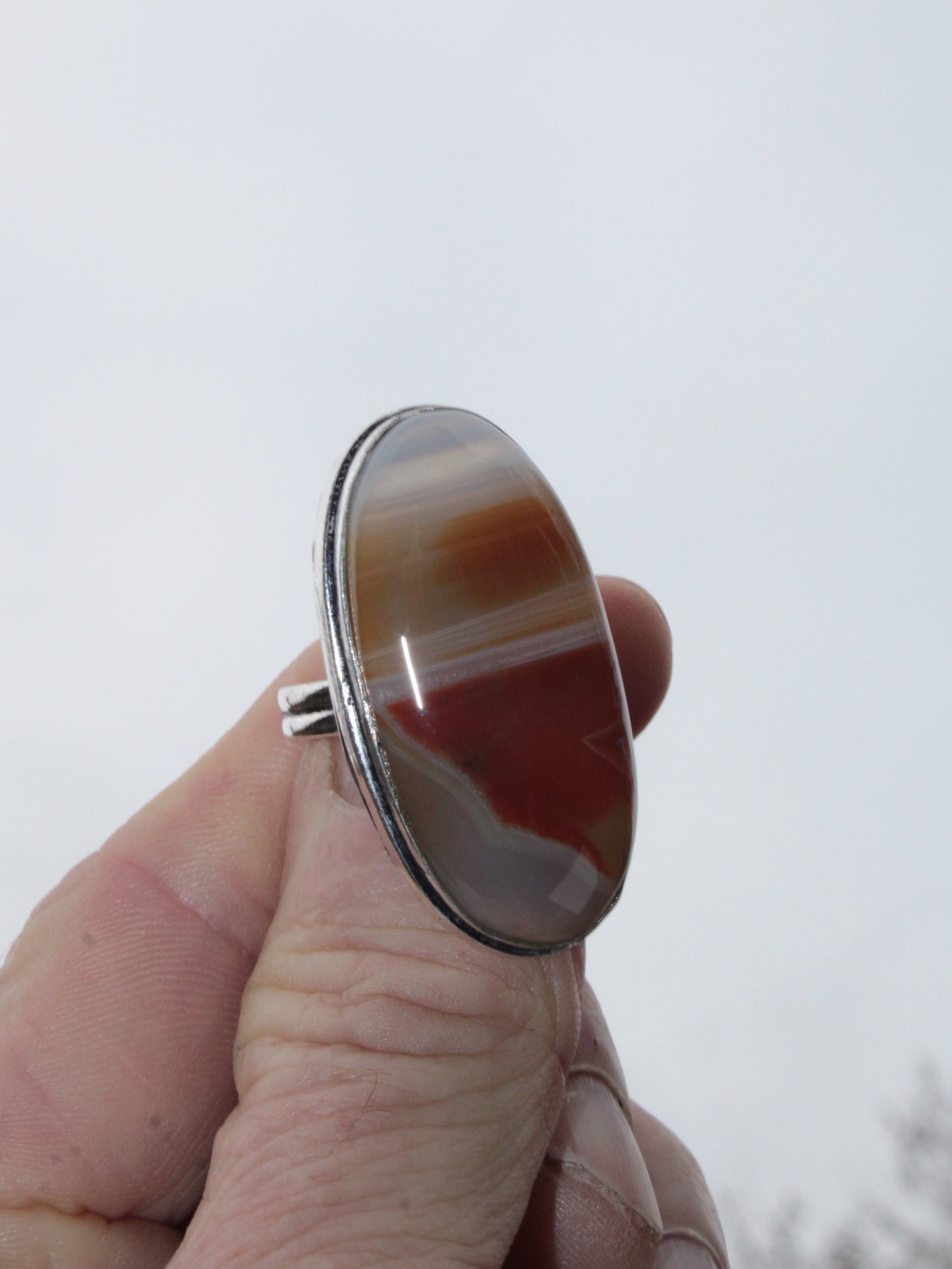 Sardonyx 925 Silver-plated ring US size 7.5 Rocks and Things