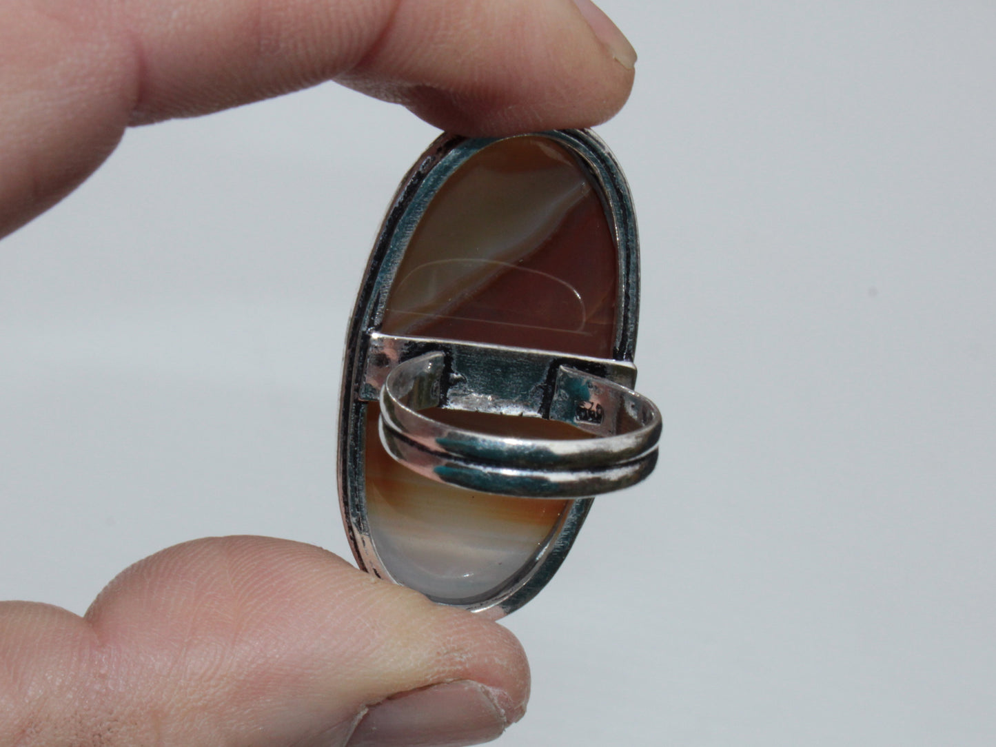 Sardonyx 925 Silver-plated ring US size 7.5 Rocks and Things