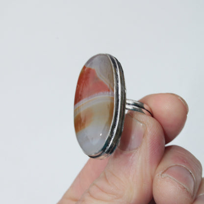 Sardonyx 925 Silver-plated ring US size 7.5 Rocks and Things