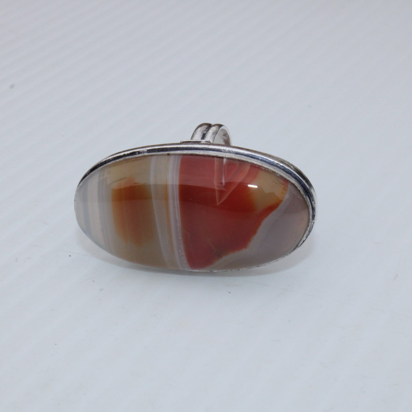 Sardonyx 925 Silver-plated ring US size 7.5 Rocks and Things