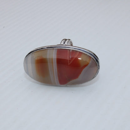 Sardonyx 925 Silver-plated ring US size 7.5 Rocks and Things