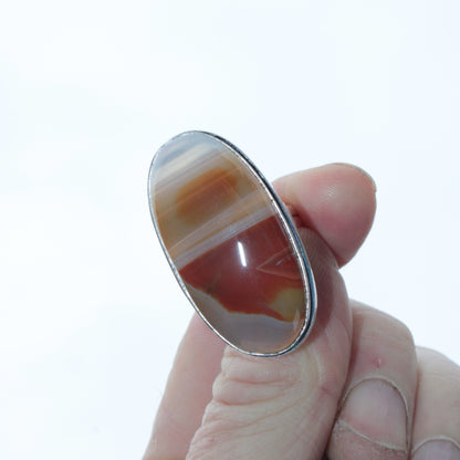 Sardonyx 925 Silver-plated ring US size 7.5 Rocks and Things