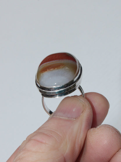 Sardonyx 925 Silver-plated ring US size 7.5 Rocks and Things