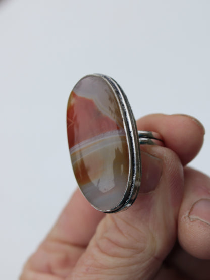 Sardonyx 925 Silver-plated ring US size 7.5 Rocks and Things