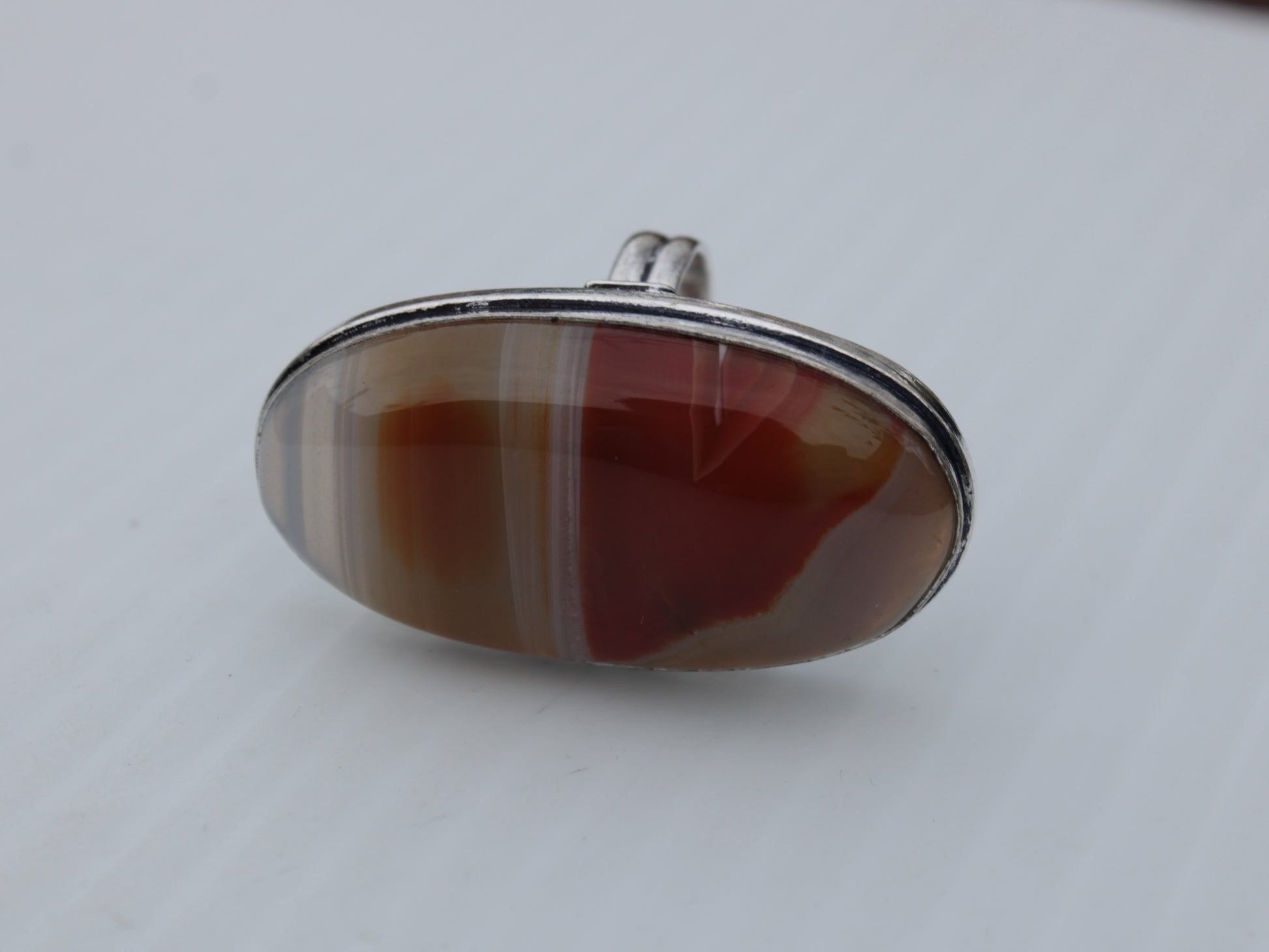 Sardonyx 925 Silver-plated ring US size 7.5 Rocks and Things