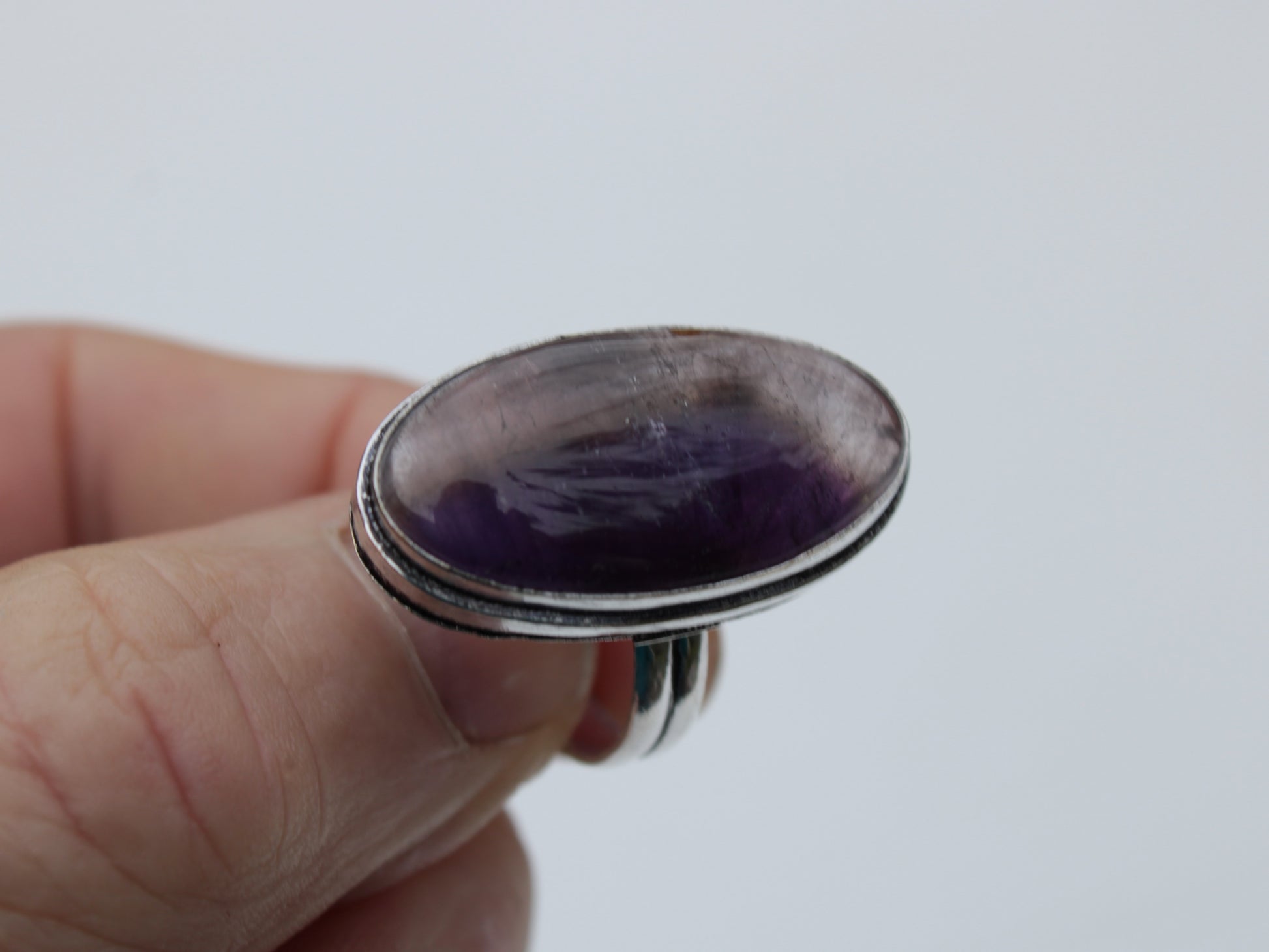 Amethyst 925 silver-plated ring US size 8 Rocks and Things