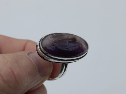 Amethyst 925 silver-plated ring US size 8 Rocks and Things