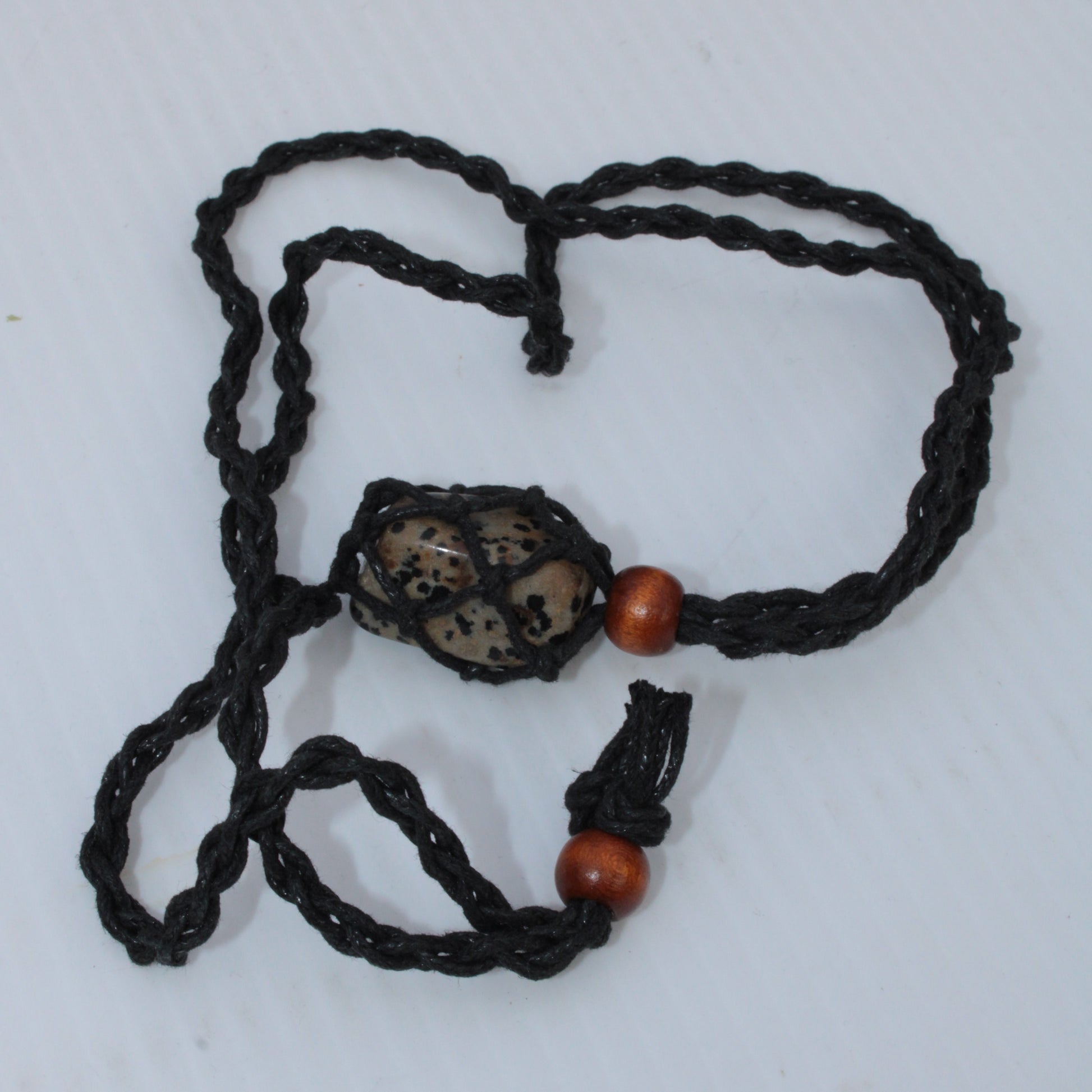 Small black pendant stone-holder rope cage Rocks and Things