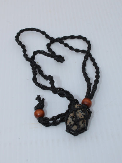 Small black pendant stone-holder rope cage Rocks and Things