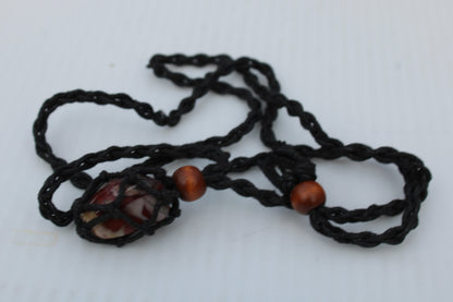 Small black pendant stone-holder rope cage Rocks and Things