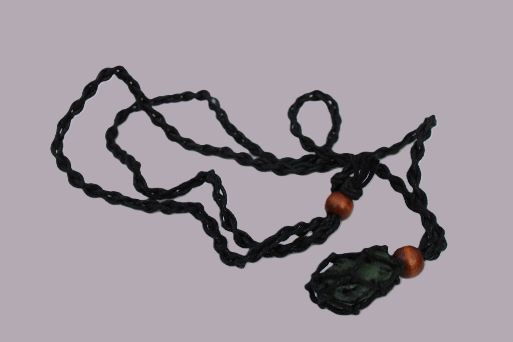 Small black pendant stone-holder rope cage Rocks and Things