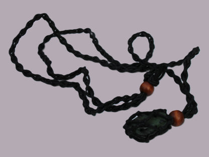 Small black pendant stone-holder rope cage Rocks and Things