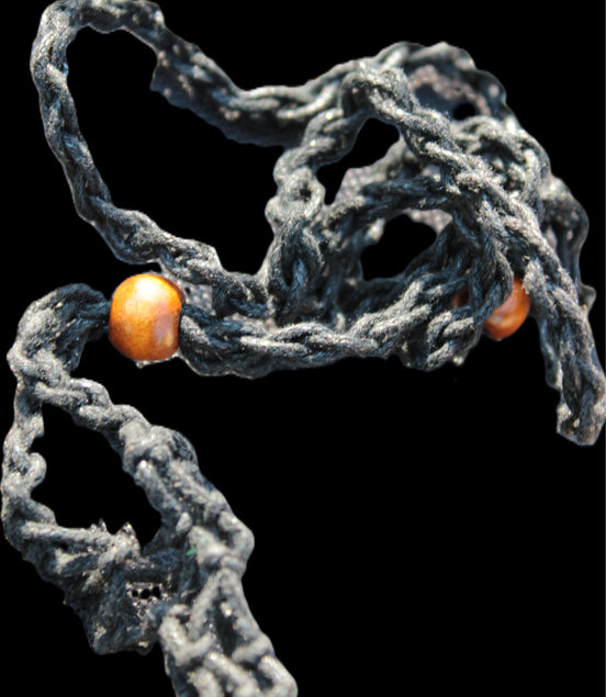Large black pendant stone-holder rope cage Rocks and Things