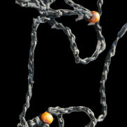 Large black pendant stone-holder rope cage Rocks and Things