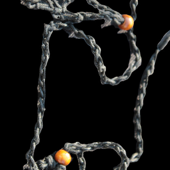 Large black pendant stone-holder rope cage Rocks and Things