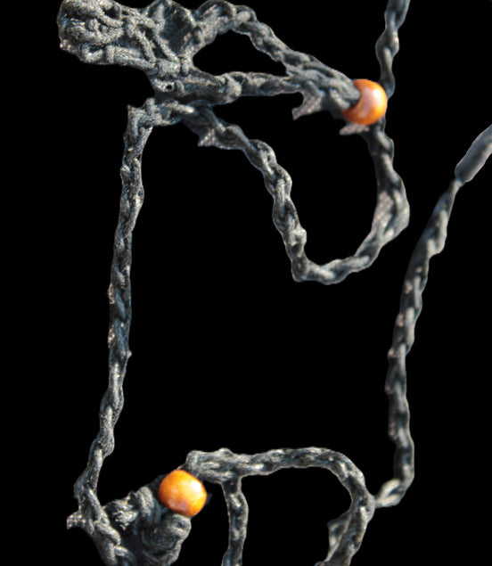 Large black pendant stone-holder rope cage Rocks and Things