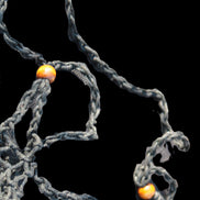 Large black pendant stone-holder rope cage Rocks and Things