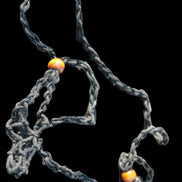 Large black pendant stone-holder rope cage Rocks and Things