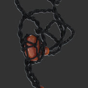 Large black pendant stone-holder rope cage Rocks and Things