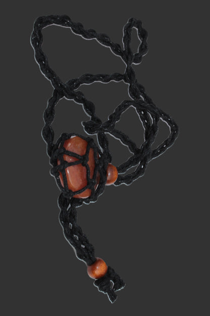 Large black pendant stone-holder rope cage Rocks and Things