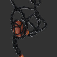 Large black pendant stone-holder rope cage Rocks and Things