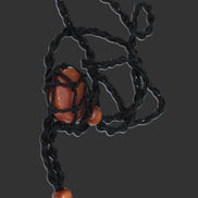 Large black pendant stone-holder rope cage Rocks and Things