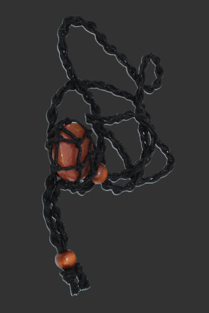 Large black pendant stone-holder rope cage Rocks and Things