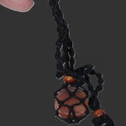 Large black pendant stone-holder rope cage Rocks and Things