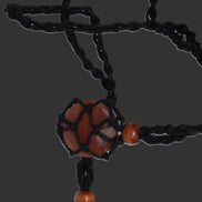 Large black pendant stone-holder rope cage Rocks and Things