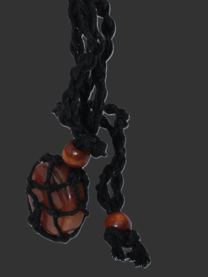 Large black pendant stone-holder rope cage Rocks and Things