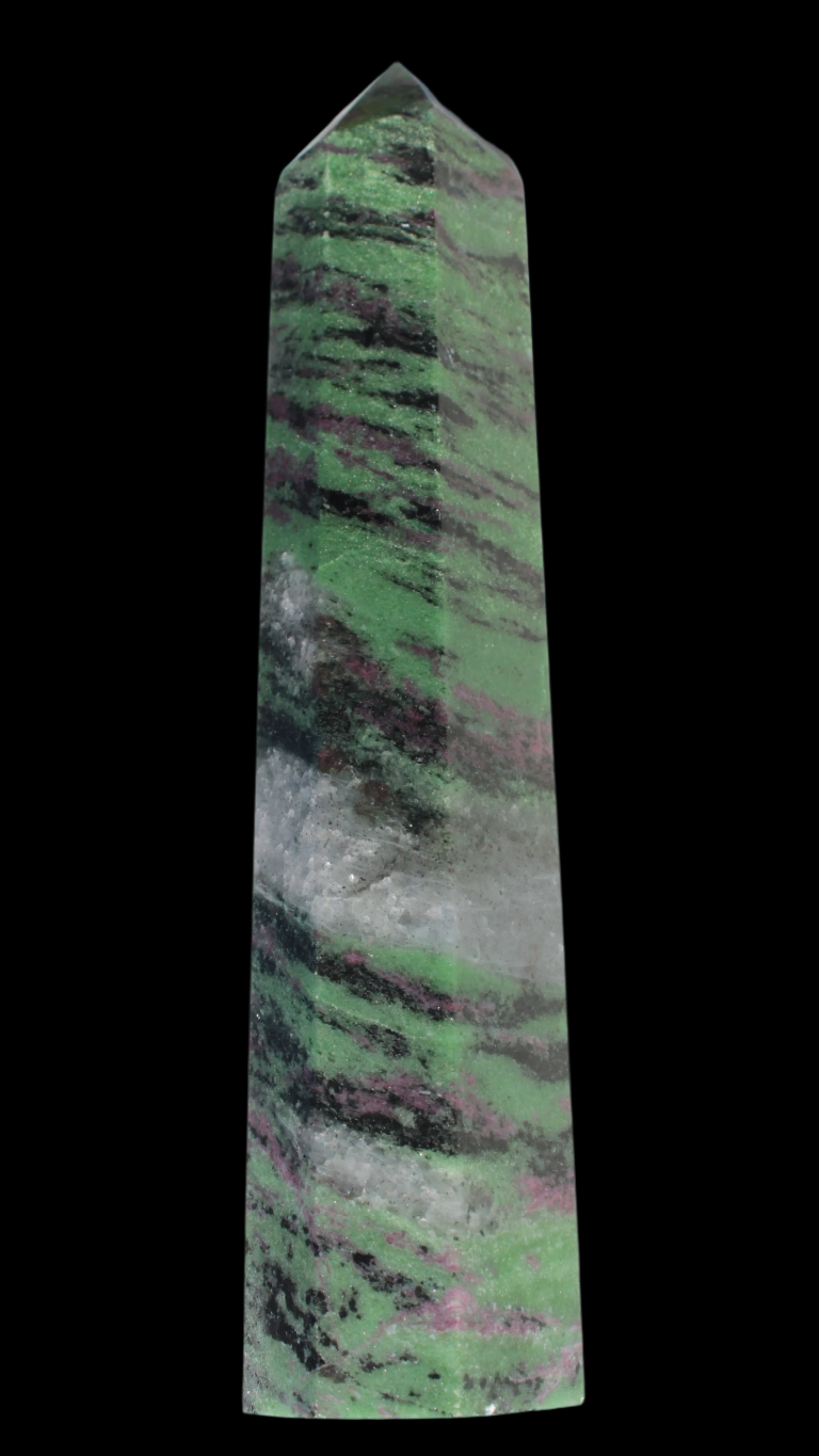 Ruby Zoisite obelisk 574g in sunlight - Rocks and Things Store