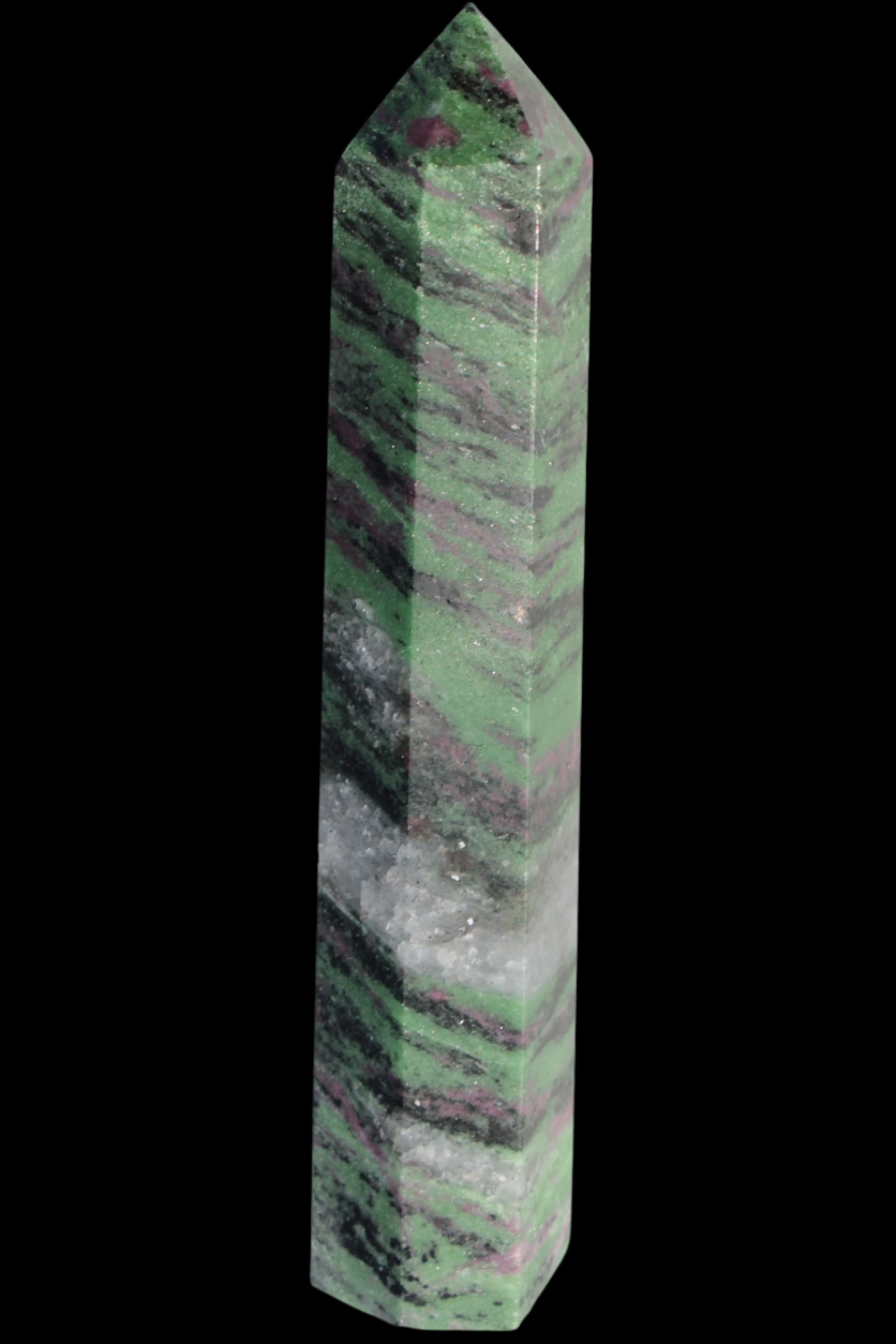 Ruby Zoisite obelisk 574g in sunlight - Rocks and Things Store