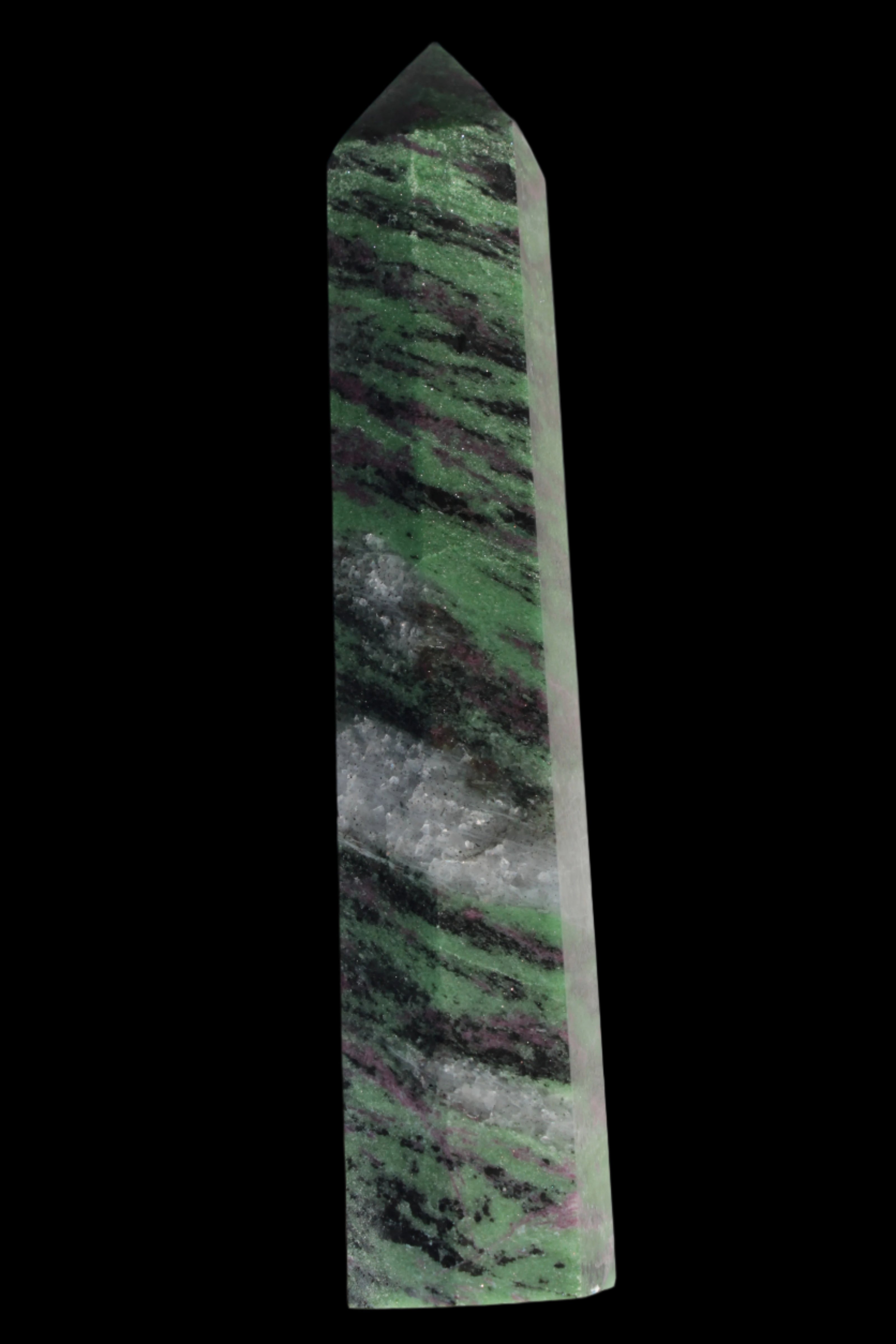 Ruby Zoisite obelisk 574g in sunlight - Rocks and Things Store