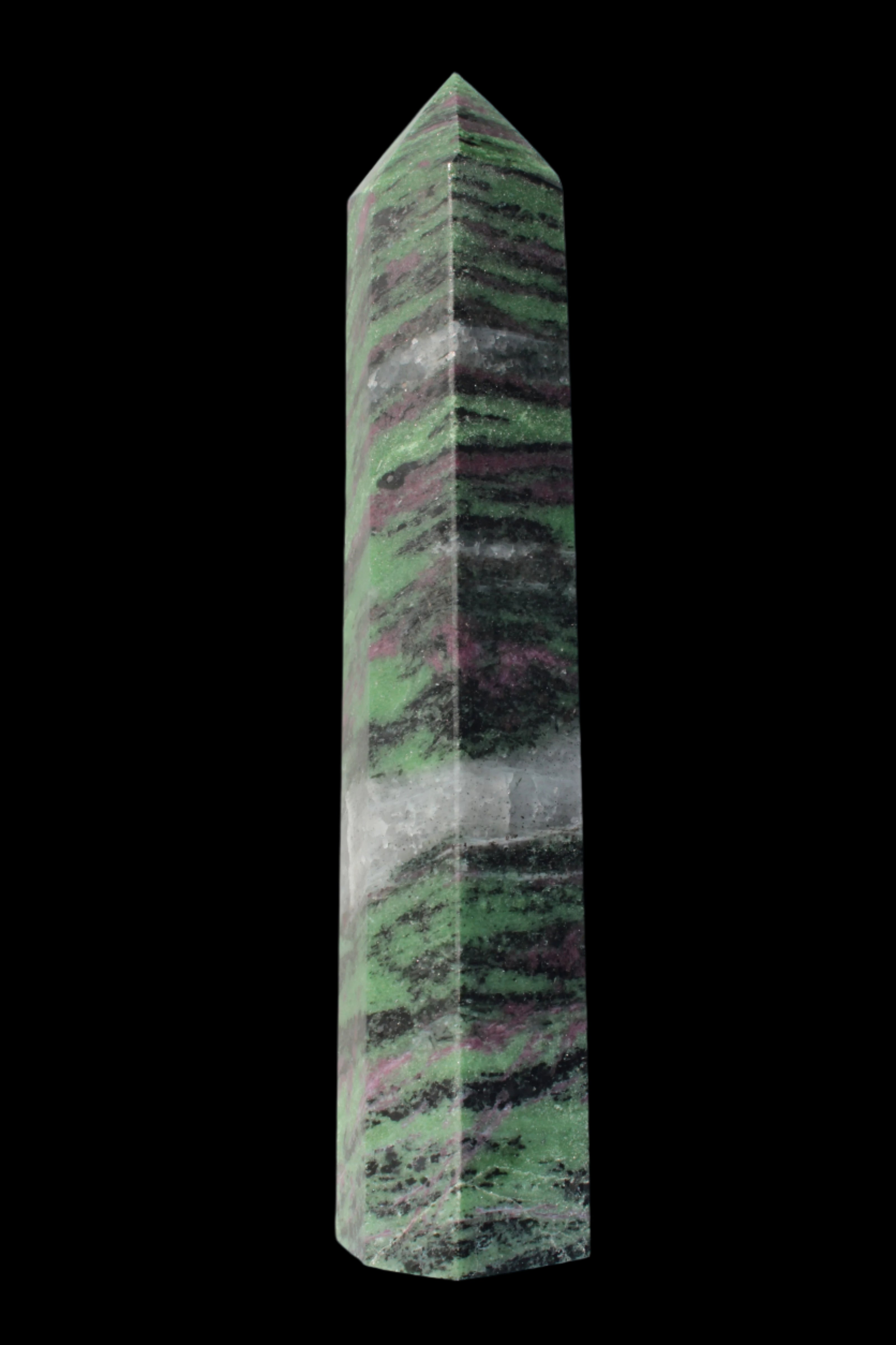 Ruby Zoisite obelisk 574g in sunlight - Rocks and Things Store