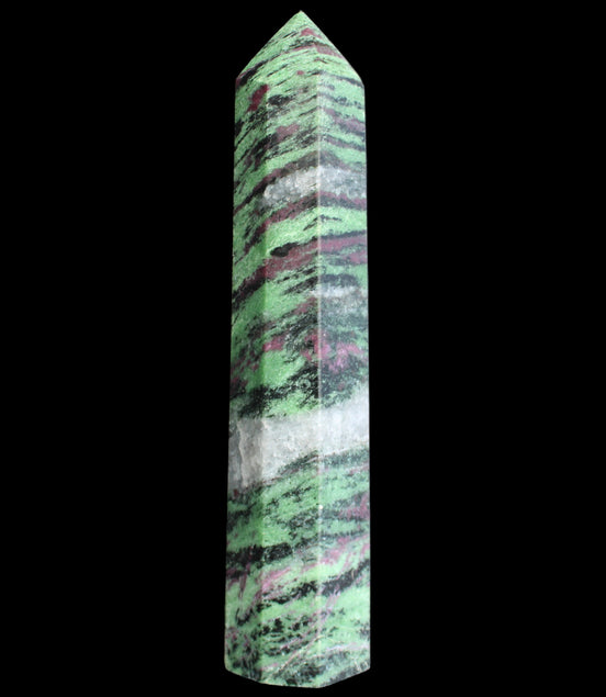 Ruby Zoisite obelisk 574g in sunlight - Rocks and Things Store