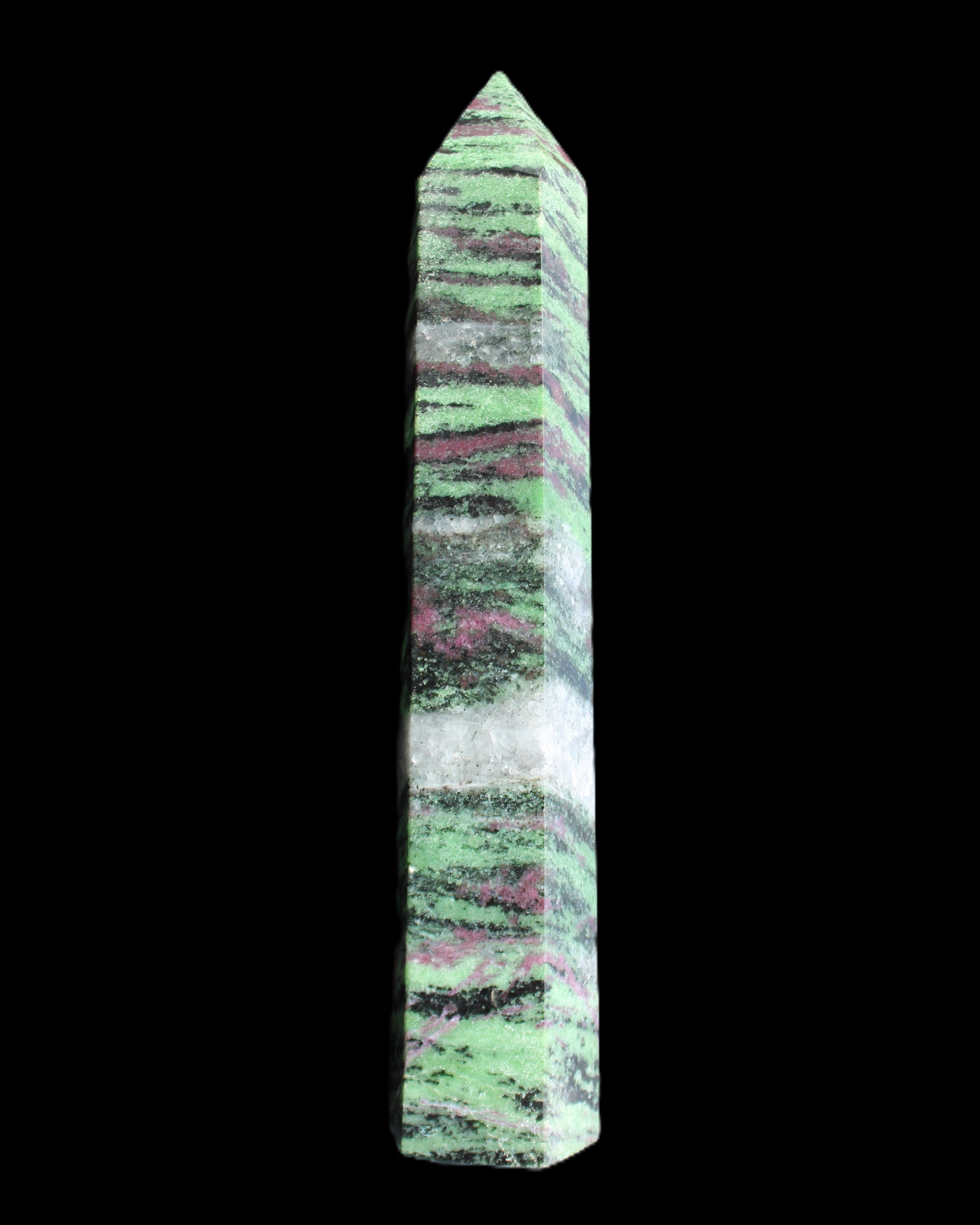 Ruby Zoisite obelisk 574g in sunlight - Rocks and Things Store