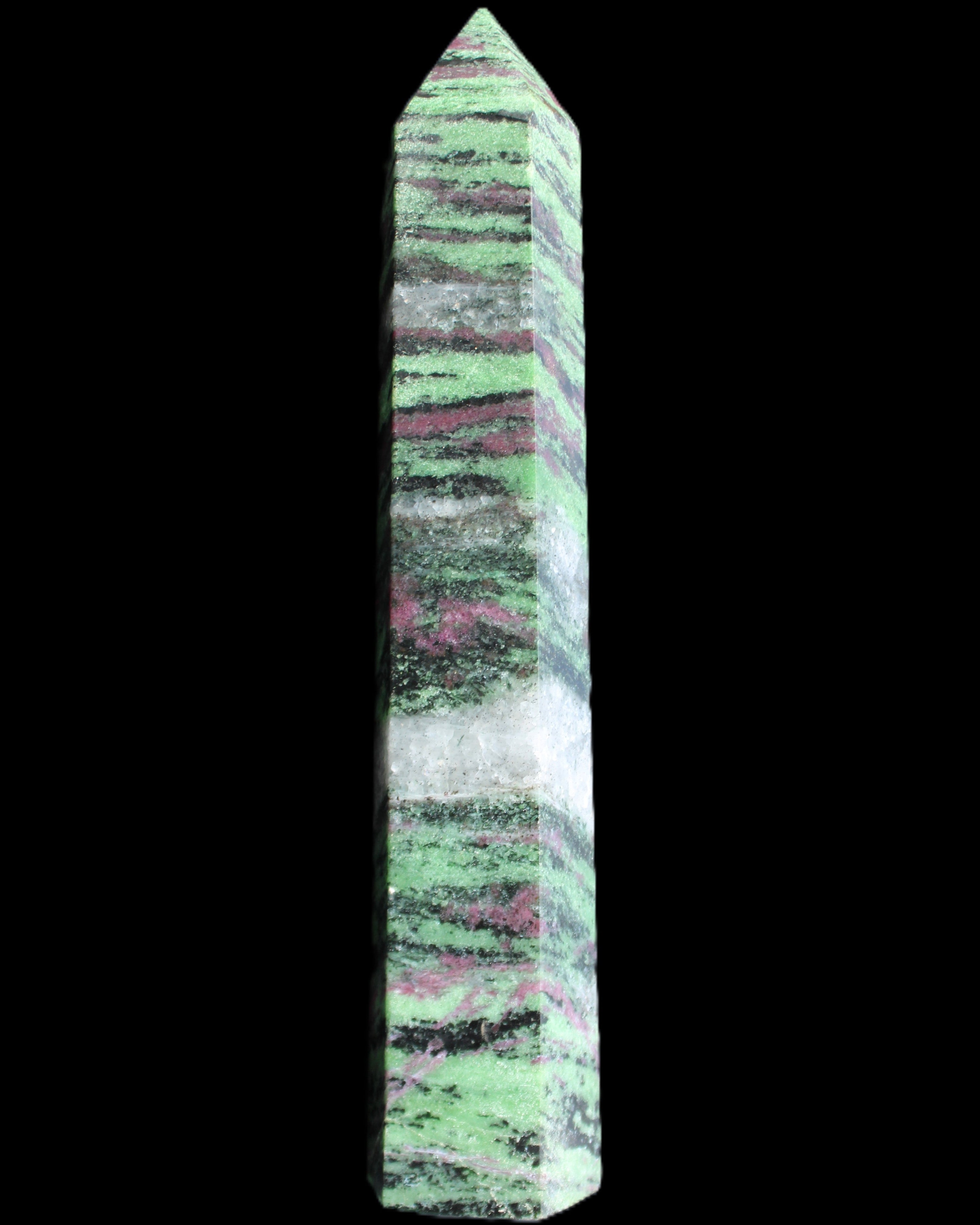 Ruby Zoisite obelisk 574g in sunlight - Rocks and Things Store