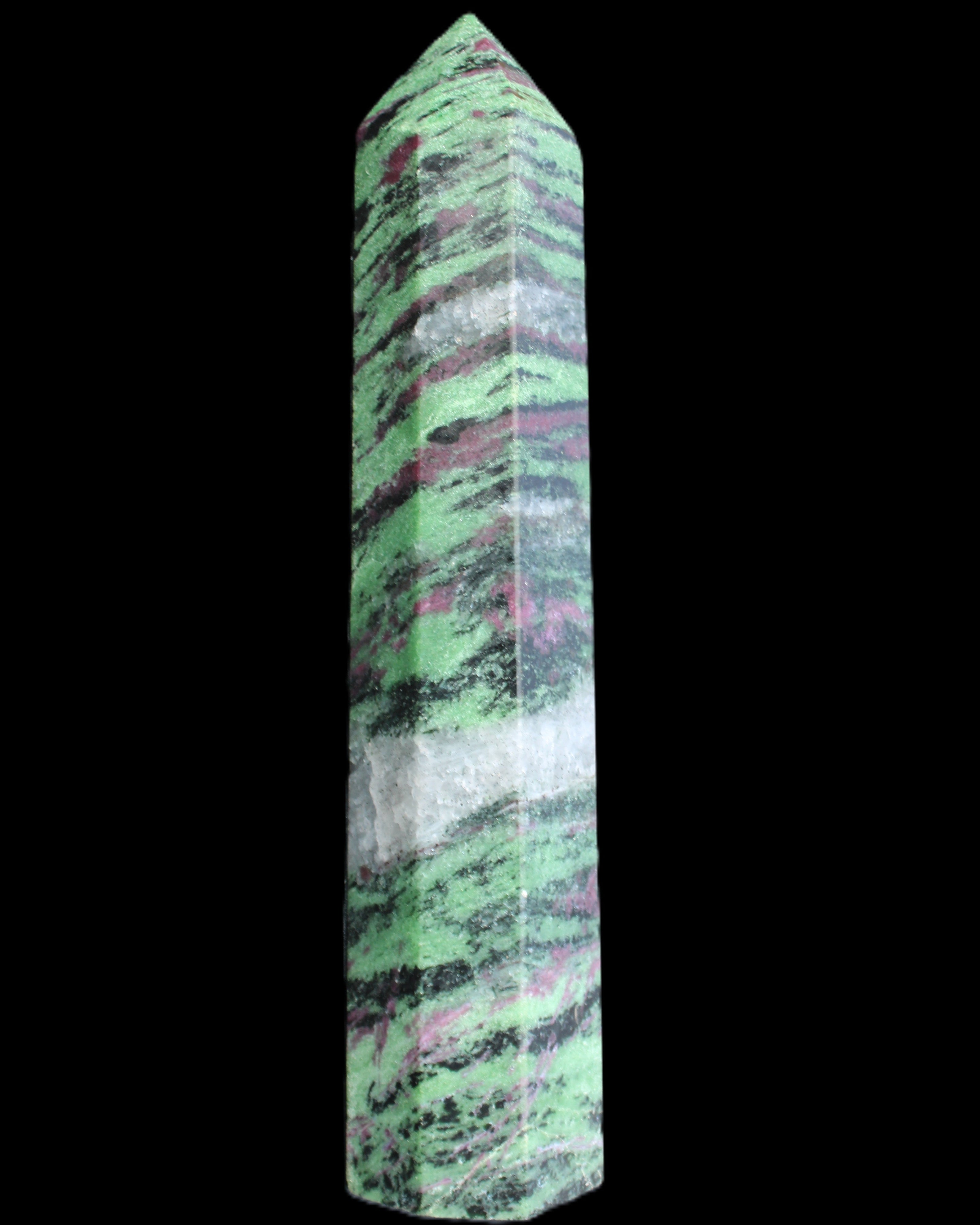 Ruby Zoisite obelisk 574g in sunlight - Rocks and Things Store