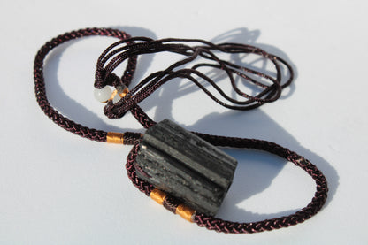 Black Tourmaline pendant necklace adjustable 15-20g Rocks and Things