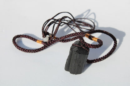 Black Tourmaline pendant necklace adjustable 15-20g Rocks and Things